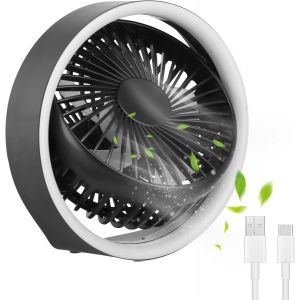 Mini Ventilateur de Bureau USB, Ventilateur Silencieux Portable, 3 Vitesses Réglable Petit Ventilateur, 1800mAh Rechargeable Table Fan pour Maison Chambre Voyage Voiture Camping (Rose) (Noir) - Neuf