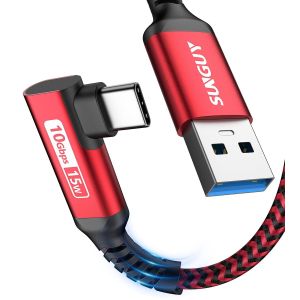 Câble Usb C, 1M Câble Usb C 90 Degrés Angle Nylon Usb Vers Usb C Compatible Avec Iphone 16/15 Pro Max, Galaxy S24/S23/S22, P30 Lite-Rouge[BLE7111464] - Neuf