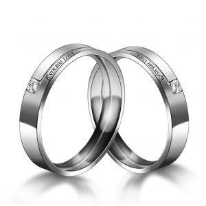 Bague Ronde En Acier Titane Et Zircon Pour Couple, Homme Et Femme (N¡Ã 10) - Neuf