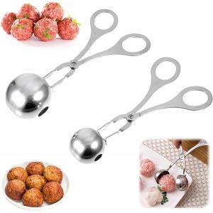 Kal-2 Boulettes De Viande Antiadhésives Cuillères À Boulettes Antiadhésives Cuisine Cuillère À Pâte À Biscuits Cuillère À Glace Avec Trou Pince À Bouler À Viande En Acier Inoxydable Moule Cuisine Out - Neuf