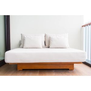 Letnerny-Drap-Housse En Coton Mélangé De 26 Cm De Profondeur ¿ Sans Bouloches, Facile D'entretien, Doux Et Confortable (Blanc, Très Grand Lit) - Neuf