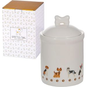 Cmws-Céramique Bocal De Conservation Alimentaires Pour Animaux, Récipient Stockage Pour Chien Friandises Et Croquettes, Cadeau Pour Les Amoureux Des Chiens 1000ml - Neuf