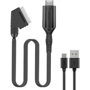 Scart Vers Hdmi Convertisseur P&eacute;ritel Vers Hdmi Avec C&acirc;ble Hdmi, Pour Full Hd Tv 720P/1080P Pour Les Lecteurs Dvd, Vhs, Vcr - Neuf