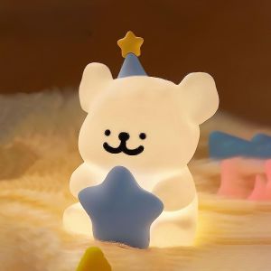 Kalanka-Chiots Veilleuse Enfant 2 Couleurs Animal Mignon Silicone Souple Lampe Led D&eacute;co Chambre Lampe Chevet Tactile Portable Et Rechargeable Veilleuse B&eacute;b&eacute; Pour Enfants - Neuf