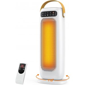 Chauffage d'appoint 1500W PTC, 35dB Silencieux & Puissant, 4 Modes &Eacute;conomie d'&Eacute;nergie, 110&deg;Oscillation, Minuterie 1-10H, Anti-Surchauffe & Chute, Portable Chauffage Soufflant pour Salon/Bureau/Chambre - Neuf