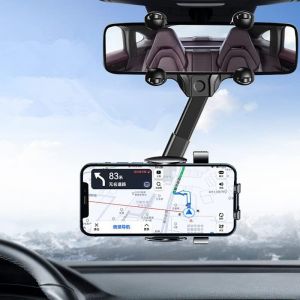 Support De Téléphone De Voiture Pour Rétroviseur [Support Rétractable Et Rotatif À 360 Degrés][Anti-Tremblement Fixe Aux Quatre Coins][Compatible Avec Tous Les Smartphones] - Neuf