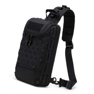 Sac de poitrine tactique pour activites de plein air, sac bandouliere, sac de sport, sac porte croise, sac de voyage noir Ref. : 3516 - Neuf
