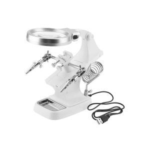 Loupe LED avec support, lentilles 4,5X et 3X, &eacute;clairage r&eacute;glable, alimentation USB et piles - Neuf