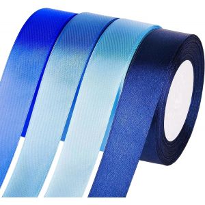 Lot De 4 Rouleaux De Ruban De Satin Bleu, 25 Mm X 22 M, Pour Cadeaux De Mariage Et D'anniversaire, D&eacute;coration - Neuf