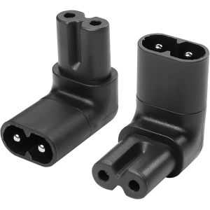 Adaptateur IEC320 C7 &iquest;&iquest; C8 &iquest;&iquest; Angle Droit 2PCS 250V 2.5A Figure 8 IEC 320 C7 &iquest;&iquest; C8 90 Degree Vertical AC Converter for Laptops Printers Scanners (Angle Descendant) - Neuf