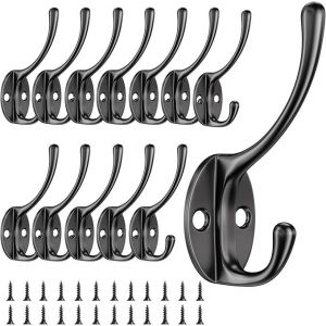 12 Pcs Patère Porte Manteau Murale Vintage Crochet Uniques Métal De Porte Chapeau Crochet Rétro Inox avec Vis pour la maison pour Porte-Manteau Salle de Bain Cuisine (Noir) - Neuf