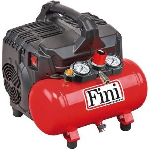 Fini Compresseur silencieux 2 manomètres (59 dB), 6 L, 1,0 HP, 8 bar, 750 W, 230 V, rouge - SILTEK S/6 - Neuf