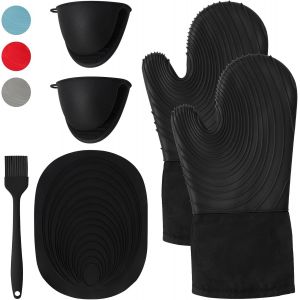 Maniques Cuisine,Gant Four R&eacute;sistants &Agrave; La Chaleur Jusqu'&Agrave; 250&iquest;,Gant Cuisine Four en Silicone Ne sont Pas Rigides,Gant Four Anti Chaleur Antid&eacute;rapants pour La Cuisine,La P&acirc;tisserie.[E3] - Neuf