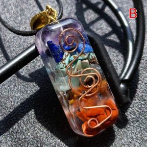 7 Chakra Pierre Naturelle &Eacute;nergie Pendentif Collier Yoga Reiki Gu&eacute;rison Amulette Ras De Cou Hommes Femmes B - Neuf