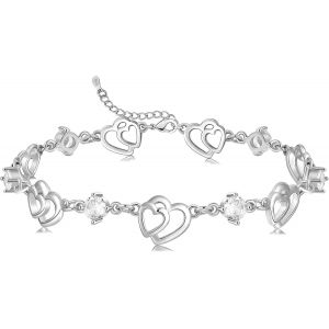 Eryi-Cadeau Femme La Saint-Valentin Bracelet Femme Argent Sterling 925 Bracelet Coeur Or Réglable Bracelet Breloques Bijoux Femme Cadeau Femme La Fête Des Mères Cadeau De Fin D'études - Neuf