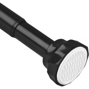 Tringle à Rideau de Douche Noire 73-132cm,Ø25mm Tringle à Rideau Sans Perçage,Extensible Télescopique pour Douche,Baignoire,Salle de Bain,Placard - Neuf