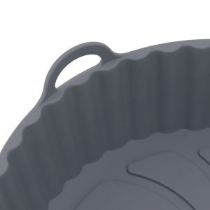 Lot De 2 Paniers De Friteuse Ronds En Silicone, R&eacute;sistants &Agrave; L'huile, Antiadh&eacute;sifs, R&eacute;utilisables-Gris Pliable - Neuf