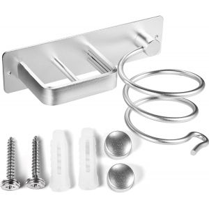 Porte S&egrave;che Cheveux, Support de Lisseur avec Range-C&acirc;bles, Support Mural en M&eacute;tal pour Ranger Le s&egrave;che-Cheveux, Le lisseur, Les brosses &agrave; Cheveux et Plus(Blanche) - Neuf