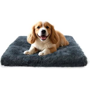 Panier Moelleux Pour Petit Chien U2013 D&eacute;houssable Et Lavable, Lit En Peluche Avec Base Antid&eacute;rapante, 50 X 40 X 5 Cm, Gris Fonc&eacute; - Neuf