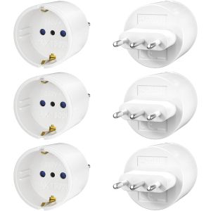 JGD-6 pi&egrave;ces Europe/Allemagne vers Italie Adaptateur de voyage,Type-L Adaptateur de prise, Adaptateur de voyage,Fiche de voyage pour Italie, Syrie, Noir - Neuf