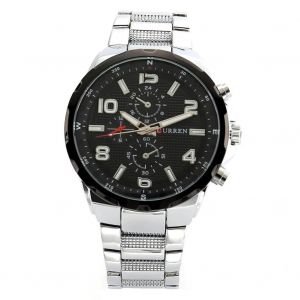 Curren Nouvelle Mode Hommes Mouvement &Agrave; Quartz Alliage Bande Montre-Bracelet Analogique (Bo&icirc;tier Blanc + Cadran Noir) - Neuf