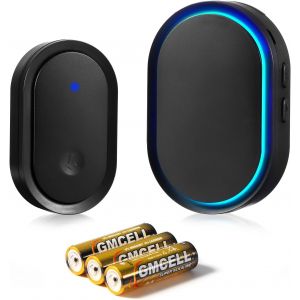 Kalanka-Sonnette Sans Fil Exterieur Etanche, Ip55 &Eacute;tanche Carillon Electronique 300 M&egrave;tres, Kit D'un R&eacute;cepteur Et D'un Emetteur, 60 M&eacute;lodies Au 5 Niveaux Volumes Pour Maison Au Bureau, Noir - Neuf