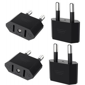 ERYI-4 Pièces Adaptateur Prise Usa, Adaptateur Prise Americaine, Adaptateur Usa Vers France, Adaptateur Secteur Us Vers Europe (Eu), Pour Voyage Us Vers Eu, Noir - Neuf