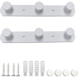 2 pièces Crochet Adhesif Mural Blanc,Patere Mural 3 Crochets,Patere Blanche,Porte Manteau Mural Design,pour Serviettes de Bain,les Vêtements de Chambre,Serviettes de Cuisine - Neuf