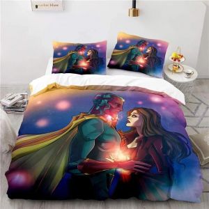 Housse De Couette Marvel Wanda Vision, Taie D'oreiller, Parure De Lit Pour Garcon Et Fille, Decoration De Chambre, Cadeau Pour Enfant, Taille Simple Ou Double - Neuf
