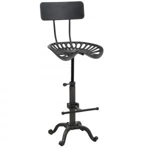 Tabouret de bar HWC-N26, chaise de bar, tabouret de comptoir, r&eacute;glable en hauteur, pivotant, repose-pieds, m&eacute;tal industrielnoir-argent - Neuf