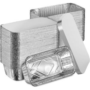 Loranka-Barquettes En Aluminium Avec Couvercle,25 Pi&egrave;ces Barquette Aluminium,Bacs &Agrave; Grill En Aluminium,Barbecue R&eacute;utilisables,Barquette Alimentaire Pour Cuisiner,Griller,Cuire.(450ml) - Neuf