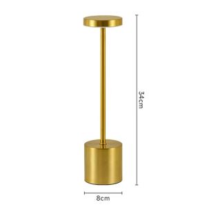 Ore-Lampe De Table Led Tactile En Métal,Rechargeable,Trois Couleurs,Lumière D'ambiance Créative,Bar,Décoration Extérieure,Veilleuse Si-Doré-Changeant - Neuf
