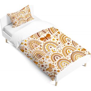 Ulteronixshop-Housse De Couette Enfant Fille Arc-En-Ciel, Taie D'oreiller Housse De Couette, Nuages &iquest;&iquest;En Style Dessin Anim&eacute;, Parure De Lit Avec Fermeture &Eacute;clair Lisse. (Style D, 90x190cm) - Neuf