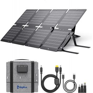 MEVRONISSHOP-Chargeur Solaire Pliable 60W, Panneau Solaire Portable ETFE QC3.0+PD45W+CC Sortie 22,2VIP68 &eacute;tanche et Support d'anglepour Camping, Compatible avec Smartphone Tablette Station d'aliment - Neuf