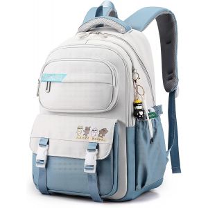 Cartable Fille Primaire Sac D'école pour Filles 9-16 ans Sac Ecole pour Enfants Adolescent Kawaii Sacs à Dos Loisir Imperméable Grande Capacité,Bleu - Neuf