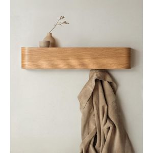 Ulteronixshop-Porte-Manteau Mural Bois 'Toke' | Design Moderne avec Crochets Muraux Cach&eacute;s | Panneau en Placage de Bois Massif | Ch&ecirc;ne - Neuf