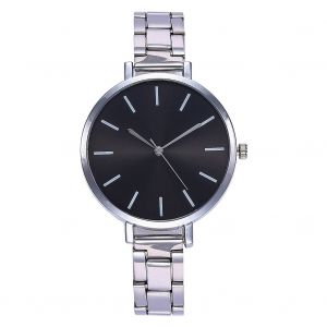 Montre-Bracelet A Quartz Decontractee Pour Femmes Et Hommes, Bracelet En Acier Unisexe, Noire - Neuf
