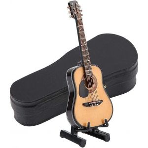 Mini Guitare Modèle Ornements Artisanat Cadeaux En Bois Jouets Décoration Intérieure Avec Boîte De Rangement Fait À La Main (10cm) - Neuf