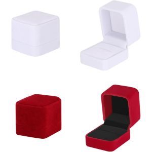 2 Pi&egrave;ces Boite A Bijoux En Velours, Bo&icirc;te &Agrave; Bagues Flanelle Carr&eacute;, Ecrin Bague Box En Velours Pour Fian&ccedil;ailles, Pour Bijoux Pendentif Pour Mariage - Neuf