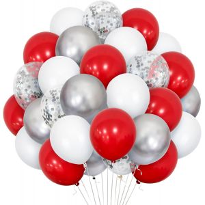 SJZG-Lot De 30 Ballons Rouges Et Argent&eacute;s De 30,5 Cm, Ballons &Agrave; L'H&eacute;lium En Latex Pour Anniversaire, F&ecirc;te Pr&eacute;natale, Saint-Valentin, Anniversaire De Mariage, Remise De Dipl&ocirc;me, D&eacute;corations De F&ecirc;te - Neuf