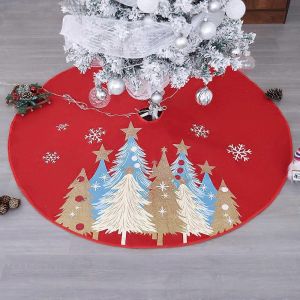 D&eacute;corations de No&euml;l, jupe de sapin imprim&eacute;e flocons de neige dor&eacute;s &agrave; paillettes, tablier de sapin cr&eacute;atif, d&eacute;corations de sc&egrave;ne - Neuf