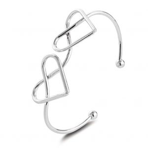 Bracelet Ouvert Double Cour Pour Femme (Argent) - Neuf