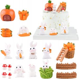 Trahoo-Lot De 20 Décorations De Gâteau D'anniversaire En Forme De Lapin Mignon - Jardin Féérique - Pour Enfants - Neuf