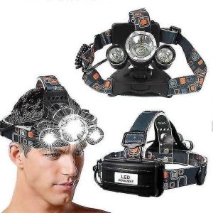 Lampe Frontale Led Rechargeable Pour La Pêche,La Chasse,Le Camping,Lampe De Poche Mains Libres Réglable Avec Lampe Frontale - Neuf