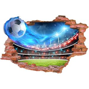 Stickers Muraux Football 3D Autocollant Mural Foot D&eacute;coration Chambre Garcon Stickers Foot D&eacute;coratif Pour Chambre D'Enfant Ado Gar&ccedil;on (50X70 Cm) - Neuf