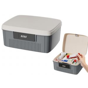 Coffre-fort gris avec serrure &agrave; combinaison &agrave; 4 chiffres - Neuf