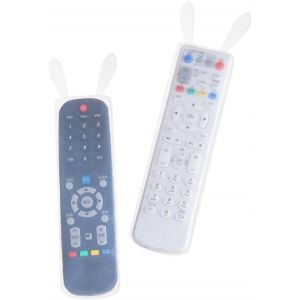 Lot de 2 protection telecommande en silicone pour t&eacute;l&eacute;commandes universelles, anti-poussi&egrave;re/imperm&eacute;able, lapin mignon, transparent - Neuf