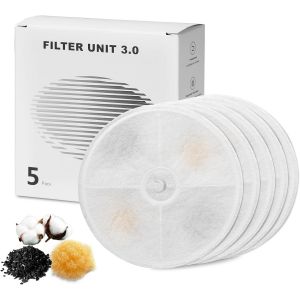 Lot De 5 Filtre Fontaine Eau Chat Compatible Avec 1,85 L Fontaines Pour Chats 2.0 & 3.0 Filtre De Rechange Charbon Actif R&eacute;sine Ion Syst&egrave;mes De Filtration Multiples - Neuf