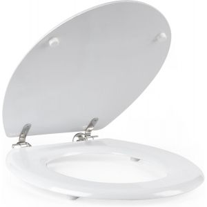 Abattant de Toilette 18 Pouces avec Charni&egrave;res en Acier Inoxydable, Couvercle en Bois Blanc, Cuvettes WC 36 x 42.8 cm, Convient aux Toilettes Standard, Design Confortable et &Eacute;l&eacute;gant - Neuf