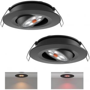 Subzonal-Spot Encastrable 12v Led Camping-Car Encastr&eacute; Gradateur Int&eacute;gr&eacute; Et Lumi&egrave;re Rouge Dimmable &Eacute;clairage Pour Bateau Van Caravane 205lm 74mm Angle De Faisceau 35&deg;, Aluminium Noir 3000k - Neuf